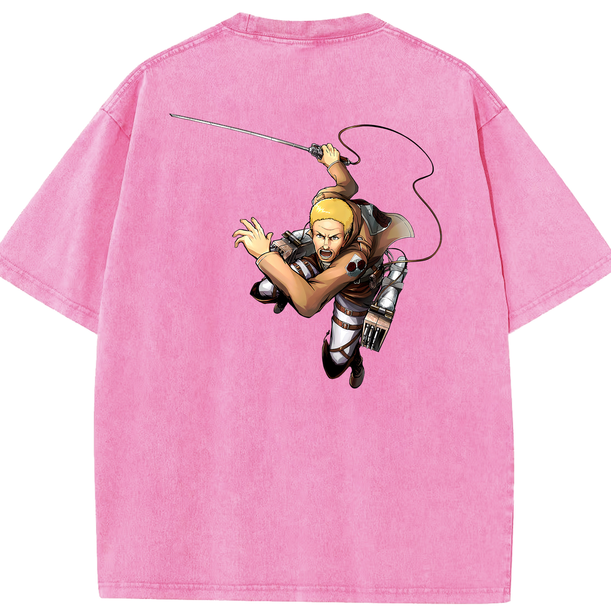 （画像用） 進撃の巨人 ハンネス Attack on Titan Hannes 綿100% ヴィンテージ風 半袖Tシャツ（背面プリント）